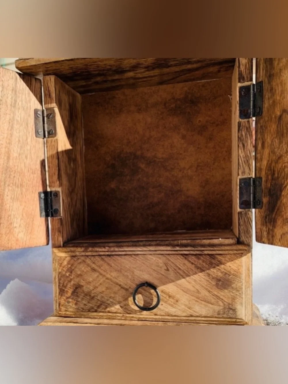 Herbal Witch Chest Box | Pentacle Carved Altar Box Wooden